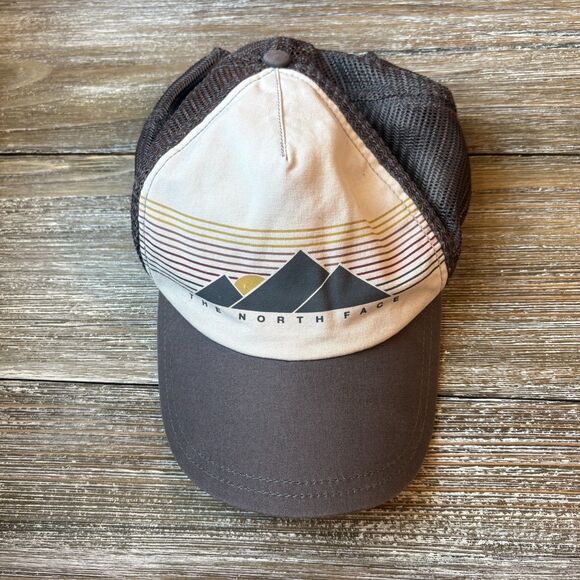The North Face Trucker Hat Mens Brown Mesh Snapback Cap Adjustable - Picture 1 of 3